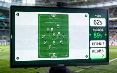 专业战术解说频道画面，屏幕上显示着球队阵型图和实时数据